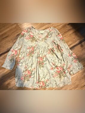 Denim & Supply Ralph Lauren Floral Peasant Top in Light Blue and Pink